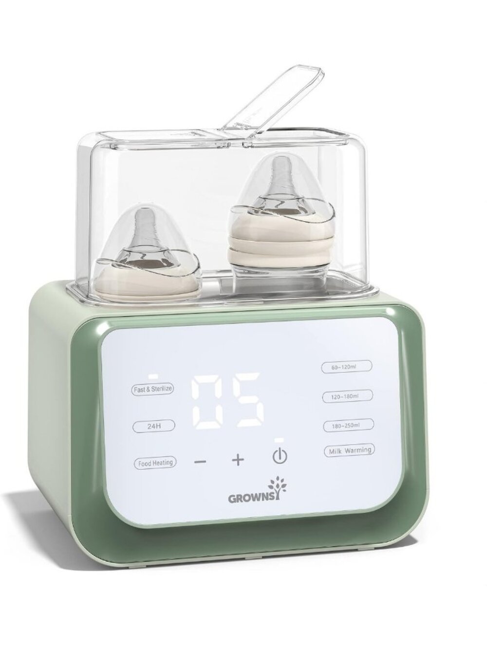 8-in-1 Baby Bottle Warmer & Sterilizer - Fast Milk Heating, Timer, Fits 2